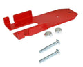 Red metal mounting bracket with hardware set, includes screws and nuts