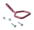 Steel handle kit with red handle, two bolts, and two nuts for industrial equipment