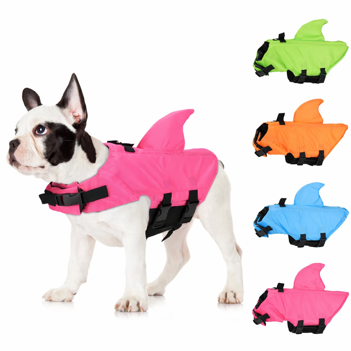 Shark Dog Life Jacket – Dog Swimming Vest with Handle & Reflective Strips