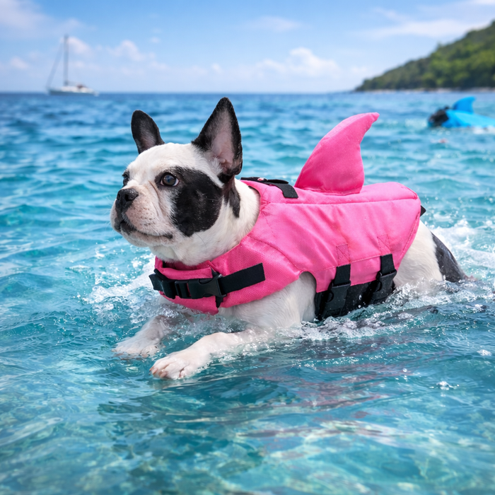 Shark Dog Life Jacket – Dog Swimming Vest with Handle & Reflective Strips