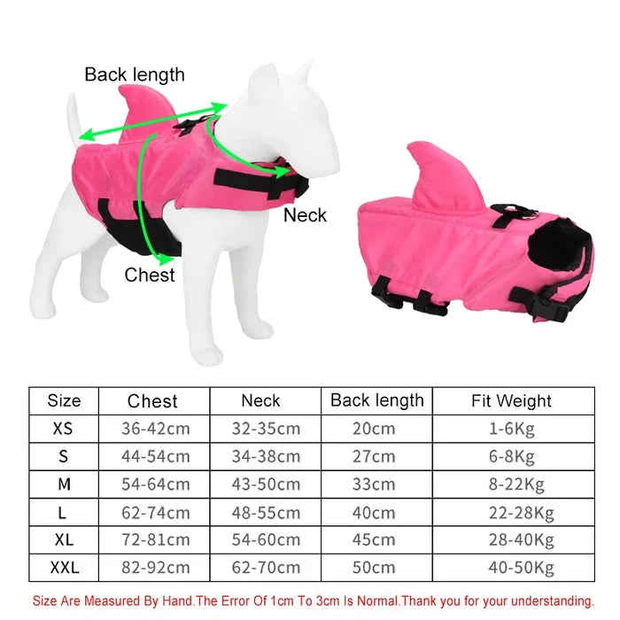 Shark Dog Life Jacket – Dog Swimming Vest with Handle & Reflective Strips