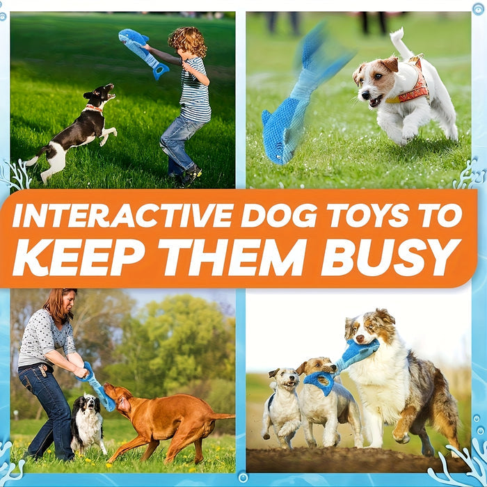 Shark Tug Toy for Dogs – Plush Squeaky Interactive Chew & Tug Toy