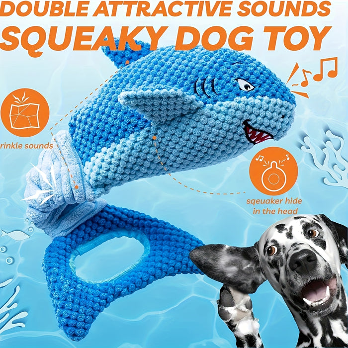 Shark Tug Toy for Dogs – Plush Squeaky Interactive Chew & Tug Toy