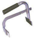 Side lift battery carrier with padded grip and adjustable jaws for safe battery handling