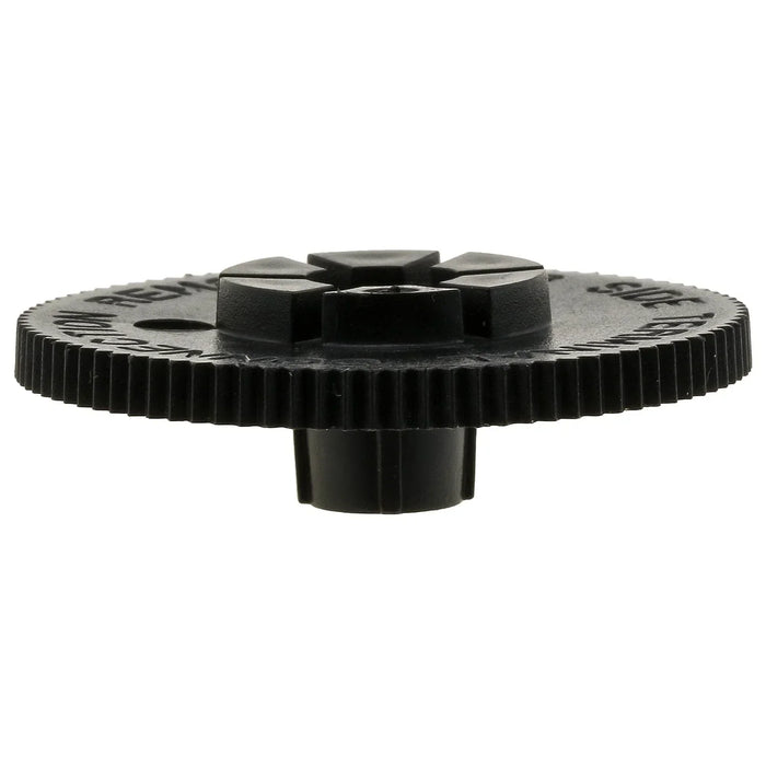 Black side post rigid battery cap with textured edge, shown on white background