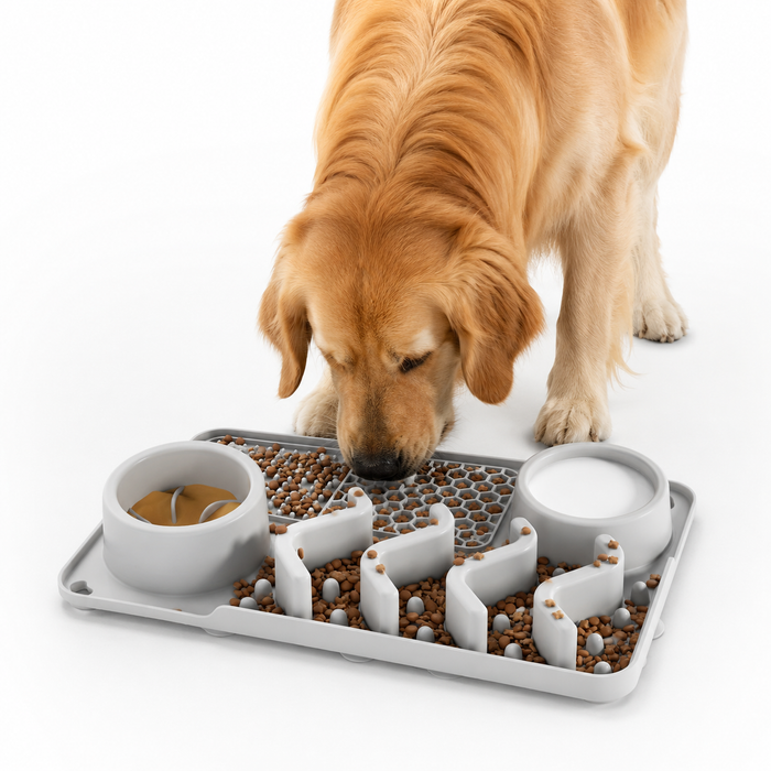 Silicone Slow Feeder Dog Bowl – Interactive Puzzle Bowl for Dogs & Cats