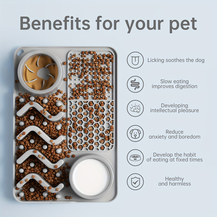 Silicone Slow Feeder Dog Bowl – Interactive Puzzle Bowl for Dogs & Cats