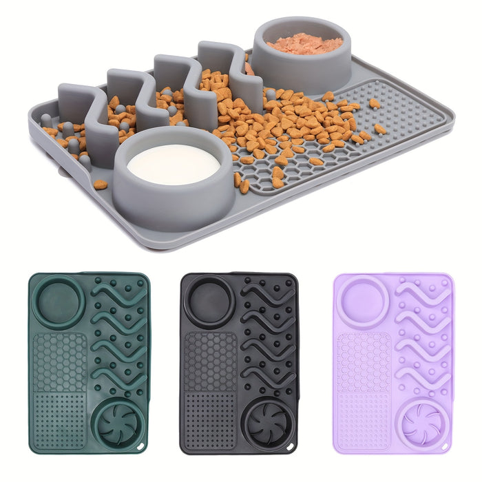 Silicone Slow Feeder Dog Bowl – Interactive Puzzle Bowl for Dogs & Cats