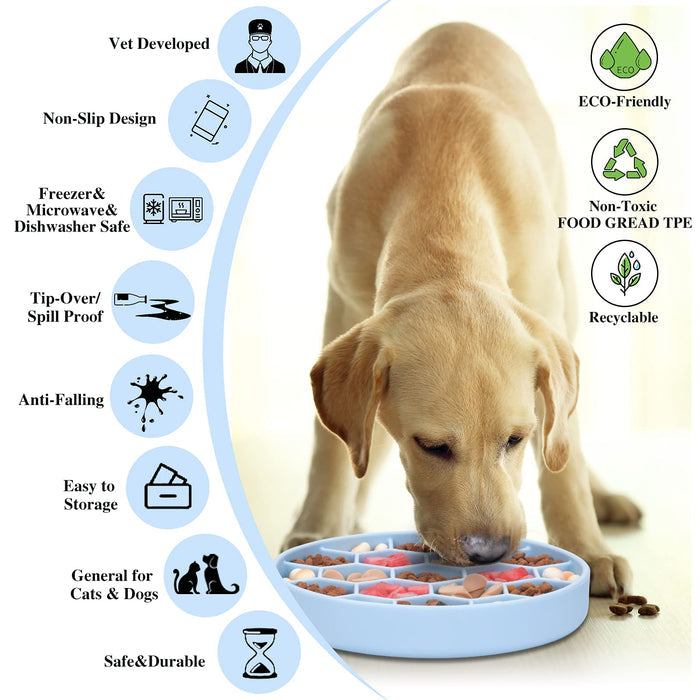 Silicone Slow Feeder Dog Bowl with Suction Base | Non-Slip Feeding Bowl