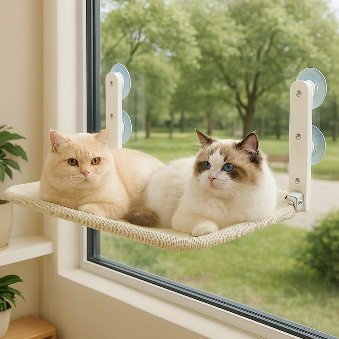 SkyView Cat Window Hammock | Foldable Cat Bed with Suction Cups for Windows