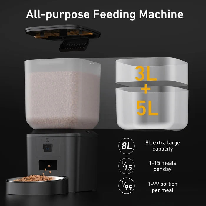 Smart Automatic Pet Feeder 8L with HD Camera, WiFi Control & Voice Recorder