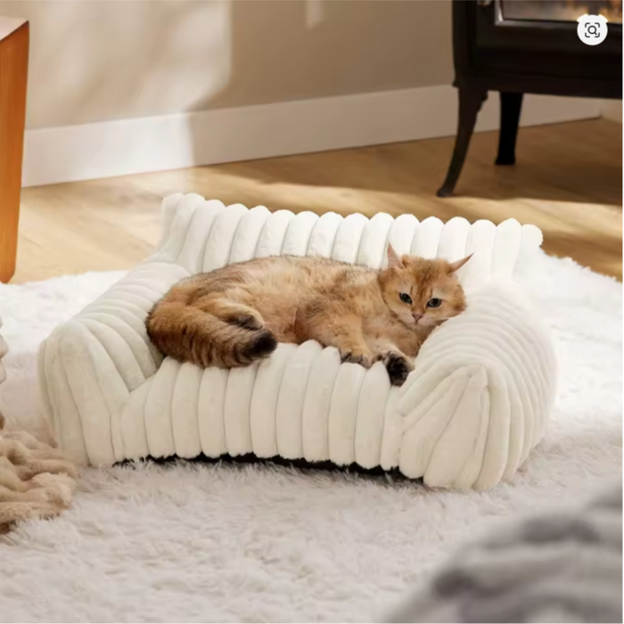 SnugHaven Pet Sofa Bed | Plush Washable Cat & Dog Bed with Supportive Bolsters