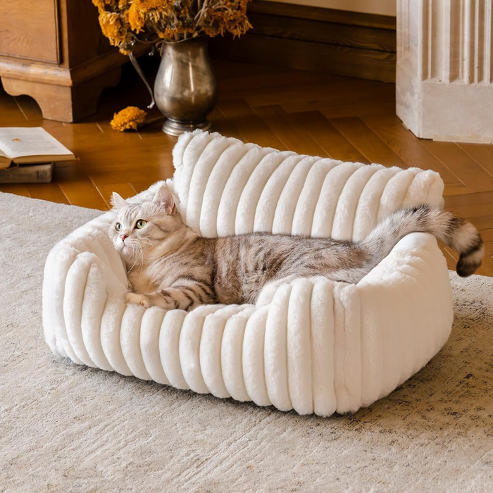 SnugHaven Pet Sofa Bed | Plush Washable Cat & Dog Bed with Supportive Bolsters