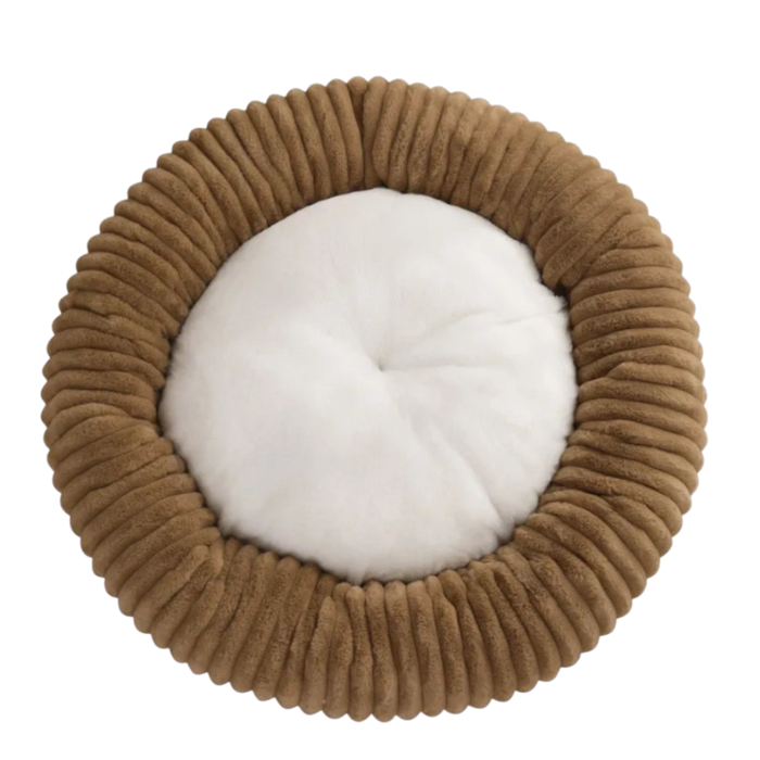 Soft Plush Round Bed for Dogs and Cats | Washable Cozy Calming Nest