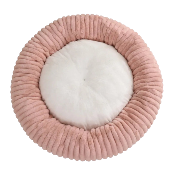 Soft Plush Round Bed for Dogs and Cats | Washable Cozy Calming Nest