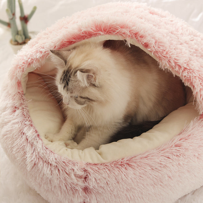 Soft Warm Velvet Pet Cave Nest Bed