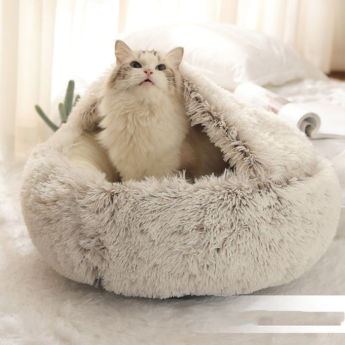 Soft Warm Velvet Pet Cave Nest Bed