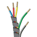 Spiral cable wrap organizing multicolored electrical wires