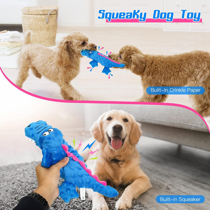 Squeaky crocodile plush for aggressive chewers