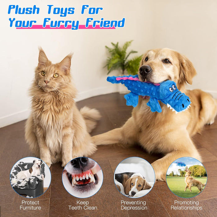 Squeaky crocodile plush for aggressive chewers