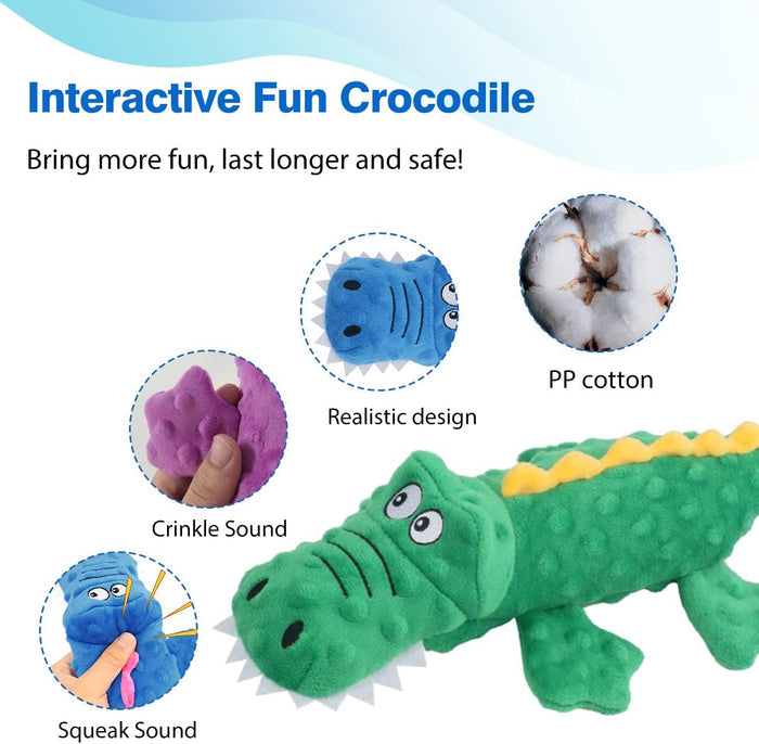 Squeaky crocodile plush for aggressive chewers
