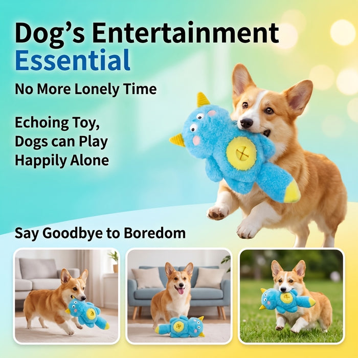 Squeaky Plush Dog Toy with Treat Dispenser for Interactive Play & Training