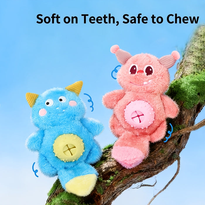 Squeaky Plush Dog Toy with Treat Dispenser for Interactive Play & Training