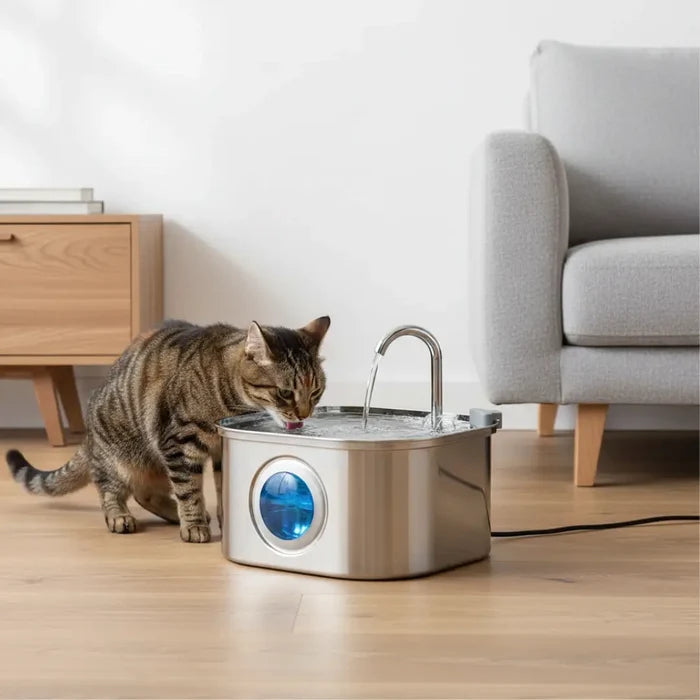 Stainless Steel Cat Water Fountain 3.2L – Automatic Pet Drinking Fountain