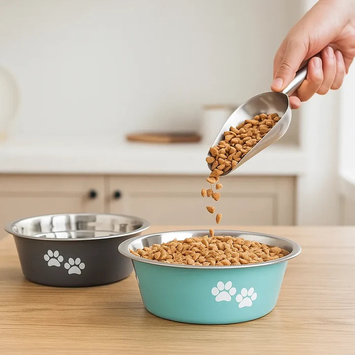 Stainless Steel Dog Bowls Set – Non-Slip Double Feeding Bowls for Food & Water
