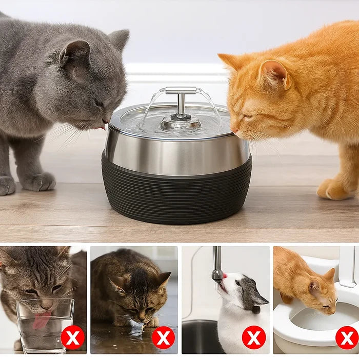 Stainless Steel Pet Water Fountain – Automatic Flowing Drinking Fountain for Cats & Dogs