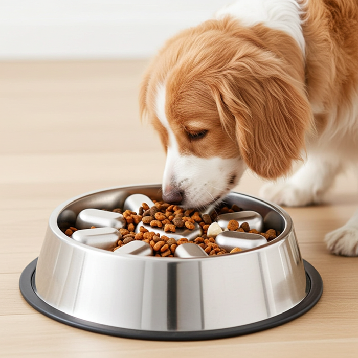 Stainless Steel Slow Feeder Dog Bowl | Anti-Choke Non-Slip Pet Bowl
