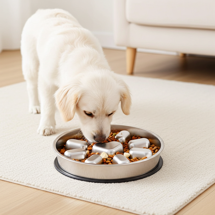 Stainless Steel Slow Feeder Dog Bowl | Anti-Choke Non-Slip Pet Bowl