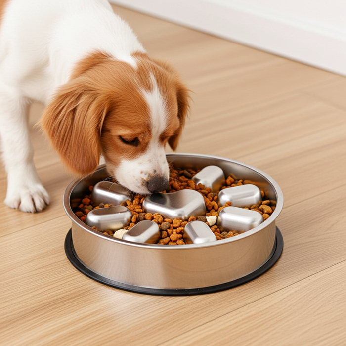 Stainless Steel Slow Feeder Dog Bowl | Anti-Choke Non-Slip Pet Bowl
