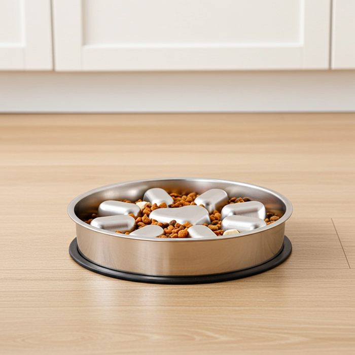 Stainless Steel Slow Feeder Dog Bowl | Anti-Choke Non-Slip Pet Bowl