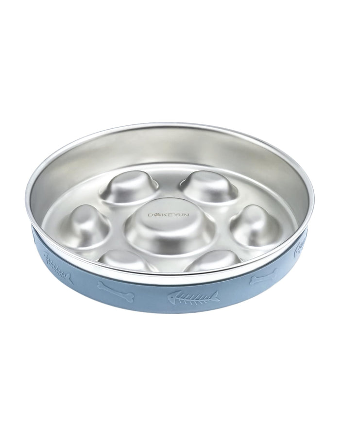 Stainless Steel Slow Feeder Dog Bowl with Non-Slip Silicone Mat for Dogs