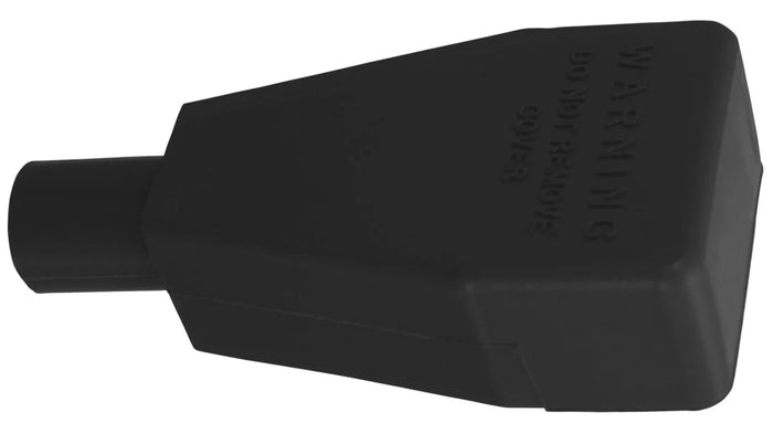 Black straight clamp terminal protector for electrical power equipment