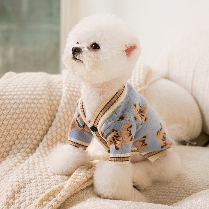 Striped Knitted Pet Sweater Cardigan