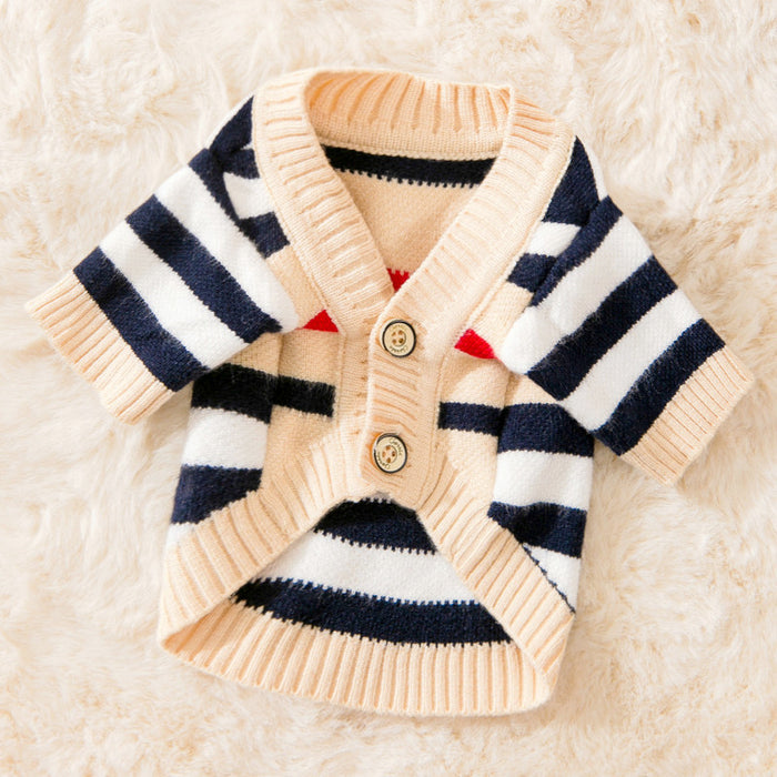 Striped Knitted Pet Sweater Cardigan