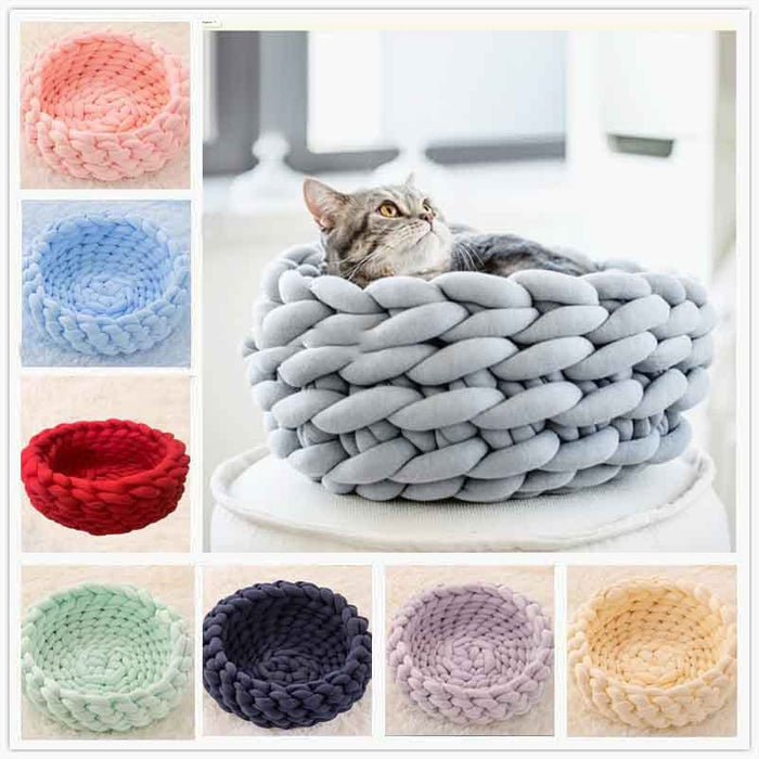 Super Soft Woven Cat Nest – Cozy Handwoven Cat Bed & Pet Basket