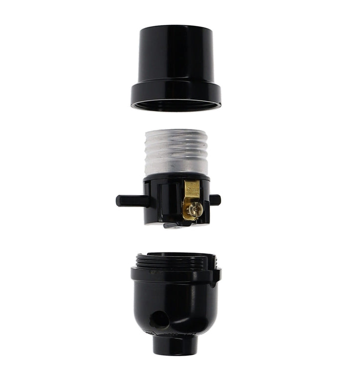 Tall Push Through Phenolic Socket, Medium Base, No UNO Threads, Side Outlet (47688)