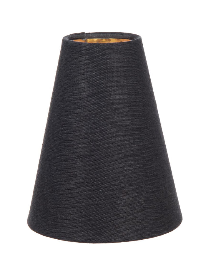 Tapered Deep Empire style Chandelier Shades, Black Linen with gold foil lining (00711KE)