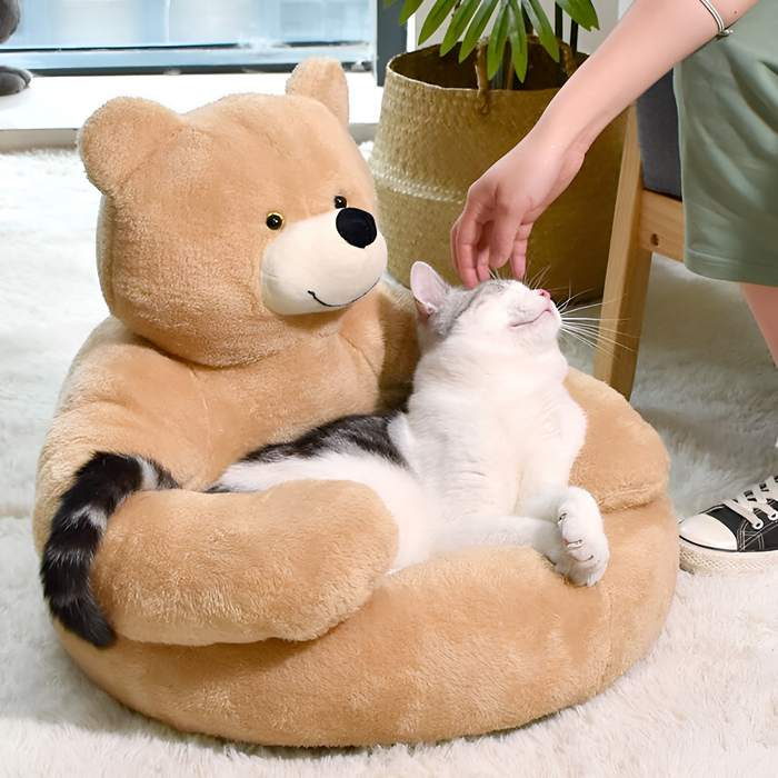 TeddyBear Pet Bed | Ultra Soft Plush Dog & Cat Bed for Cozy Comfort