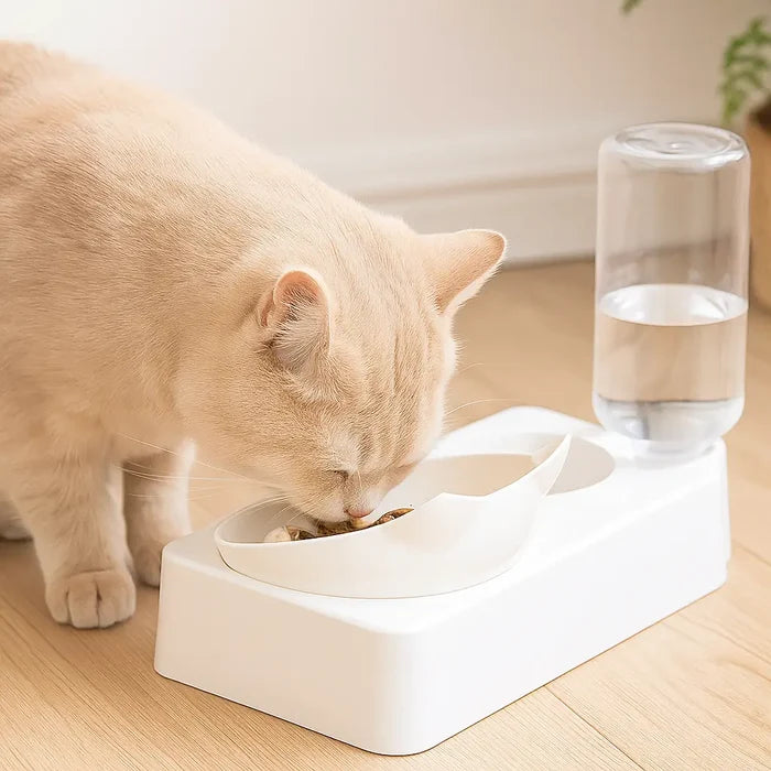 Tilted Cat Bowl with Non-Slip Base – Ergonomic Feeding Bowl for Clean & Comfortable Eating