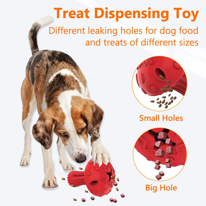 Tough Rubber Dog Treat Dispensing Chew Toy for Aggressive Chewers Red