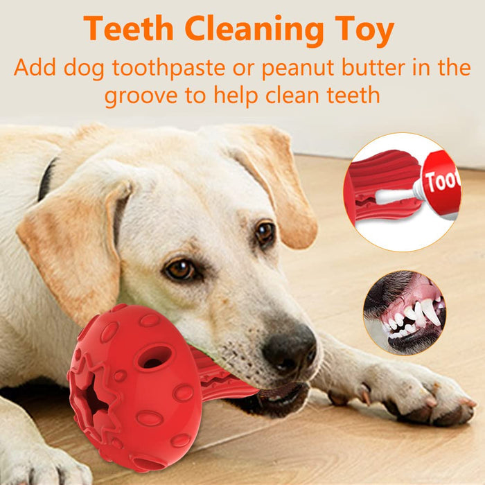 Tough Rubber Dog Treat Dispensing Chew Toy for Aggressive Chewers Red