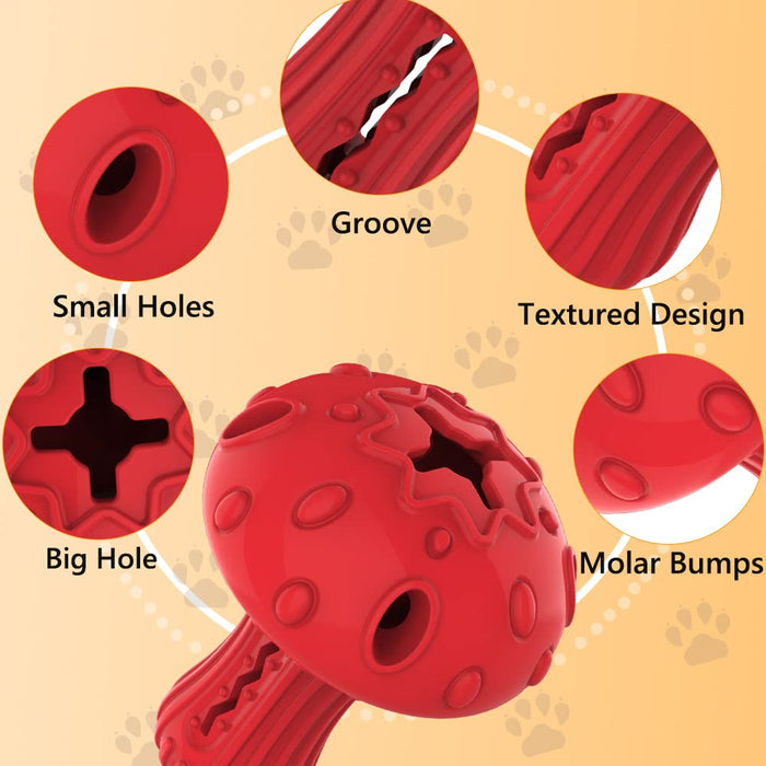 Tough Rubber Dog Treat Dispensing Chew Toy for Aggressive Chewers Red