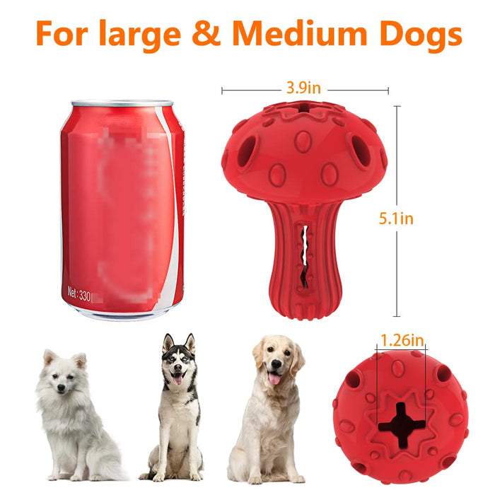 Tough Rubber Dog Treat Dispensing Chew Toy for Aggressive Chewers Red