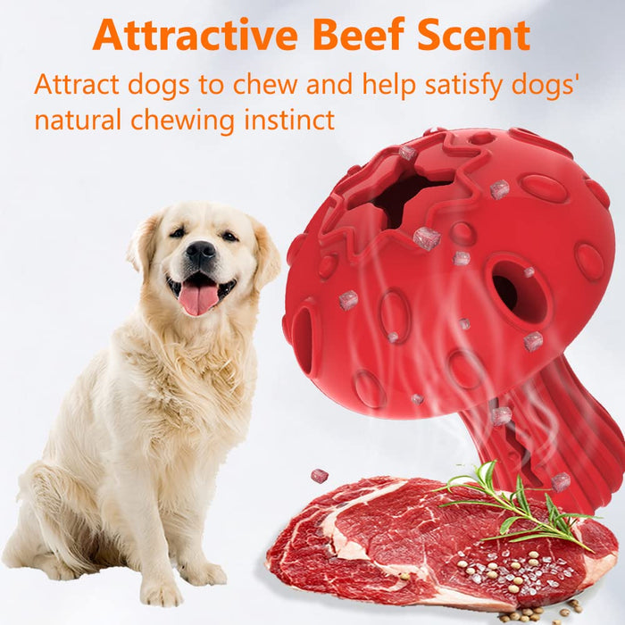 Tough Rubber Dog Treat Dispensing Chew Toy for Aggressive Chewers Red