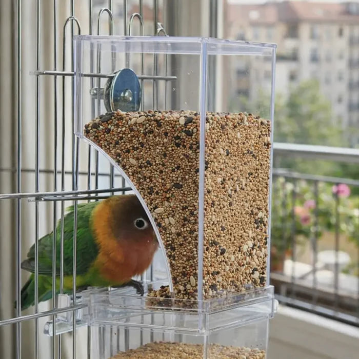 Transparent Bird Feeder for Cage – Automatic No Mess Bird Feeding Station
