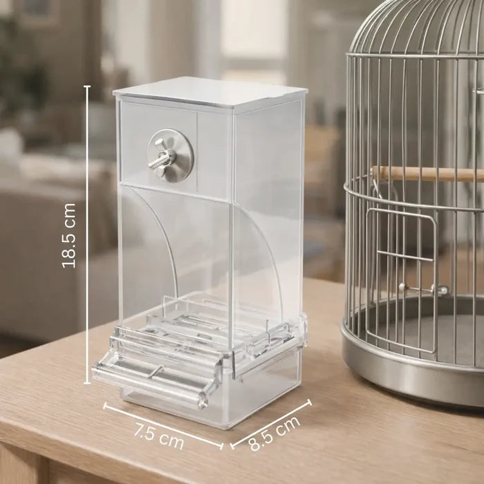 Transparent Bird Feeder for Cage – Automatic No Mess Bird Feeding Station